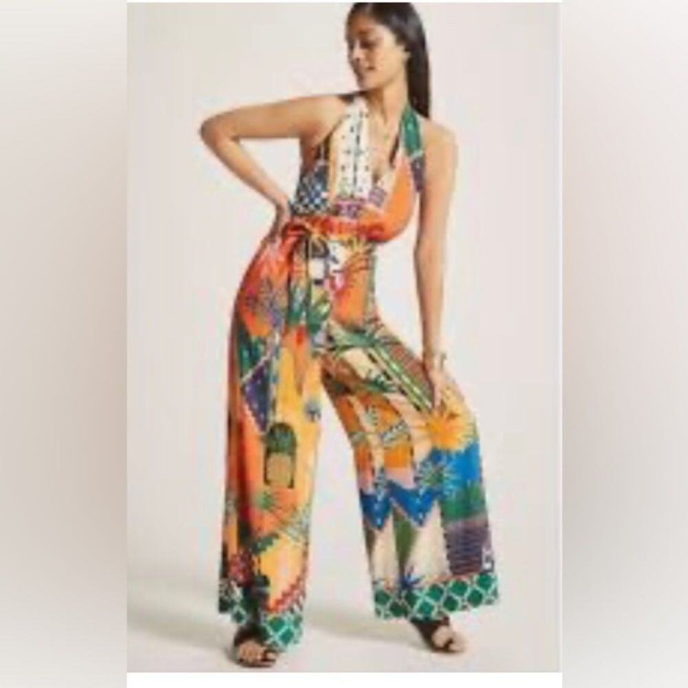 NWT FARM RIO ANTHROPOLOGIE ALTER‎ BACK JUMPSUIT SIZE LARGE.